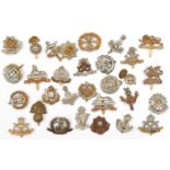 30 different infantry cap badges, including Buffs, Kings Roman, Norfolk 1st patt, Suffolk, W