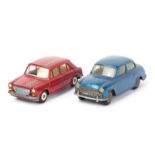 2 Tekno cars. A Morris Oxford Series 2 (719) in metallic blue and a Morris 1100 (831) in red with