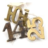 3 similar brass numerals, cast with integral lugs, 14, 25 and 101. GC Part of a Private Collection