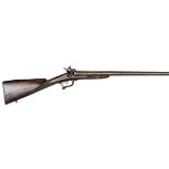 A good quality DB 12 bore underlever pinfire sporting gun, 46” overall, barrels 30” retaining much