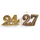 2 similar brass numerals, 24 and 27 (one lug missing). GC Part of a Private Collection