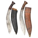 A kukri, the blade stamped with small broad arrow and initials, “9-41” and crude “RPA II”, the plain