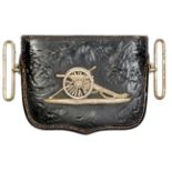 †A late 19th century officer’s small black PL pouch of the Volunteer Artillery, silver plated cannon