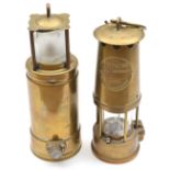 A miner’s all brass oil lamp, by The Protector Lamp & Lighting Co Ltd, Manchester; and a miner’s