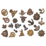 22 different officer’s bronze collar/lapel badges, mostly infantry, including Norfolk, Suffolk,