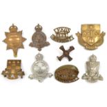 7 university cadet cap badges: Bristol with scroll (2443), Cambridge large WM smaller bronze,