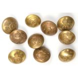 10 Indian army infantry officers’ large buttons, 1903-1922, 24th, 35th, 36th, 45th, 74th, 86th,