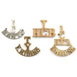 4 shoulder titles: WM 1/C/Hants, brass 1/C/RFA/ N.Riding, T/Y/E.Riding and T/HCB. GC Part of a