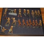 19 Elastolin British Army Figures in khaki active service uniform. Officer with 10 soldiers