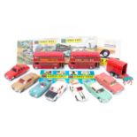 10 Corgi Toys. Rover 2000 Sun Rally in white with black bonnet. Marcos Volvo 1800 in white with