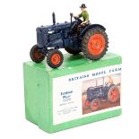 A Britains Model Farm Fordson Major Tractor 128F. An example in dark blue with orange wheels and