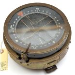 A WWII period Type P10 aircraft compass, diam 6½” brass rim marked “Type P10” and “No 22593TM”,