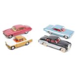 4 Corgi Toys. Oldsmobile Super 88 in light metallic blue with white stripe and red interior.