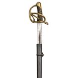 A French M1816 heavy cavalry trooper’s sword, straight, double fullered blade 38”, rounded back with