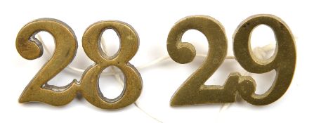 2 similar brass numerals, 28 and 29. GC Part of a Private Collection
