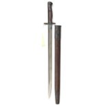A WWI P1907 SMLE bayonet, stamps at forte including date “10 ‘15”, in its steel mounted brown