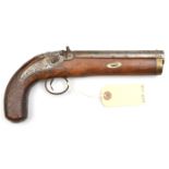 A 42 bore percussion pistol, 9¾” overall, heavy octagonal barrel 6” engraved “London” at the breech,