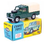 Corgi Toys Land Rover 109" W.B. (438). An example in dark green with yellow interior and cream