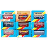 32 Matchbox 75/MB series. 10x No17 Daimler/Leyland double deck buses. Adverts include, 3x Berger