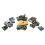 25 Military toys by Dinky, Corgi, Britains etc. Dinky – 3x Leopard tanks, 4x Chieftain tanks,