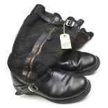 A good early pair of WWII period German double zip fur lined soft black leather flying boots, each