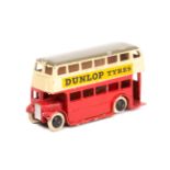A scarce late 1930’s Dinky Toys Double Deck bus 29C. An example in red and cream with grey roof