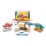 8 Corgi Toys. Land Rover Breakdown Truck (477) in red with yellow plastic rear canopy, boxed.