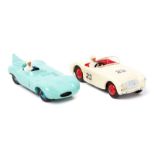 2 Dinky Toys sports/racing cars. An Austin Healey 100 (109). An example with cream body, white