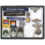 Third Reich wool embroidered cloth Luftwaffe badges: Radio Operator/Air gunner, Paratrooper,