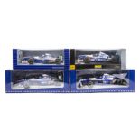 4 1:18 Formula 1 racing cars. An ONYX Williams Renault, RN5 D. Hill, signed on box window. 3 Pauls