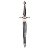 A 19th century Spanish sheath knife, double edged polished blade 6¾”, marked “Artilleria Fabrica