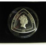 Bermuda: Triangular $9 silver proof coin 1998 (same specification to previous lot). In Bermuda