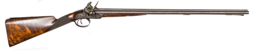 A good quality double barrelled 30 bore flintlock sporting gun, by W Mills, London, c 1820, 45”