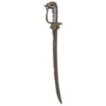 A good Singalese sword Kastane, slightly curved fullered blade 18”, the hilt of typical form with