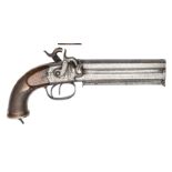 An officer’s double barrelled 16 bore over and under percussion boxlock sidehammer pistol, c 1830,