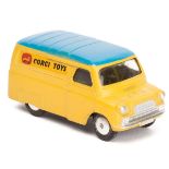 Corgi Toys Bedford CA Van. Example in yellow with mid blue roof, ‘CORGI TOYS’ to sides. GC some