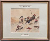 3 amusing original water colour sketches of the “Nile Expedition”, one signed “RWV ‘/89”, the
