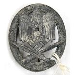 A Third Reich general assault badge, grey alloy finish, hollow. GC