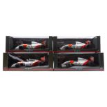4 Pauls Model Art 1:18 ‘McLaren’ series Formula 1 racing cars. MP4/4 RN11 A. Prost, 3x MP 4/8 – 2x