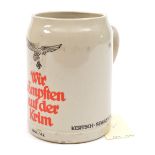 A Third Reich Luftwaffe pottery beerstein, bearing eagle and swastika, “Wir Kampften Auf der