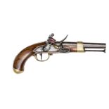 A French 14 bore Model An XIII flintlock cavalry pistol, 14” overall, barrel 8” dated at the