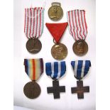 Japan WWI Victory medal, un-named, VF; Italy: War Medal 1915-18 (3), War Cross 1916 (2); Austria: