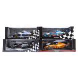 4 Pauls Model Art/Minichamps 1:18 Formula 1 racing cars. 2x Grand Prix series – Williams Renault