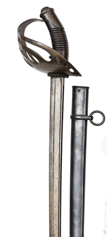 An early 20th century Chilean cavalry trooper’s sword, slightly curved, sharply fullered blade