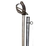 An early 20th century Chilean cavalry trooper’s sword, slightly curved, sharply fullered blade