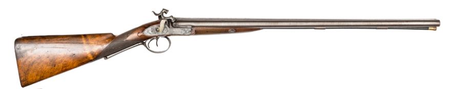A double barrelled 14 bore percussion sporting gun by Saml & C Smith, London, 44” overall, twist