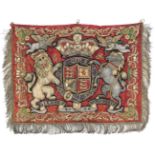 An Edward VII embroidered State Trumpet banner, crimson damask richly embroidered on one side with