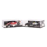 10 1:43 Minichamps Formula 1 racing cars. Ferrari 312T4 G. Villeneuve RN12. Jordan Peugeot 197 R.