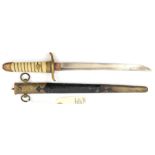 An inferior quality Japanese naval officer’s dirk, straight blade 8½”, with simulated fishskin