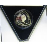 Bermuda: Triangular $9 silver proof coin 1996 (.999 fine silver, weight 155.52 gms, diameter